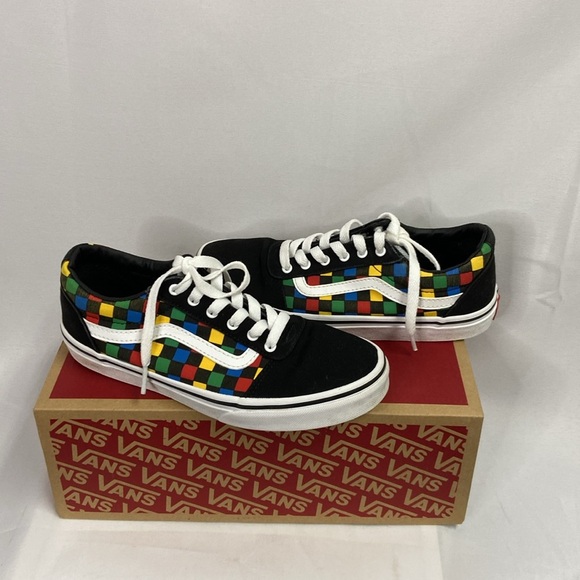 Vans Off the Wall Ward Party Time Multi-Colored Checkers Skate Shoes Size 4.5 - Picture 3 of 6